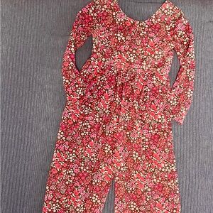 Cheeky Plum Pink Red and Brown Floral Jumpsuit EUC
